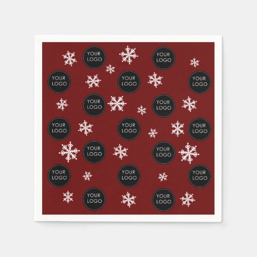 Serviette En Papier Logo Motif Entreprise Affaires Noël Snowflakes (Devant)