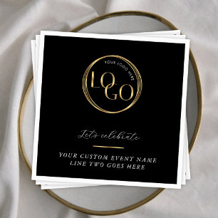 Serviette En Papier Logo noir et or Événement d'entreprise de marque E