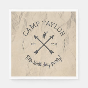 Serviette En Papier Logo Nom de Camp Fête d'Anniversaire