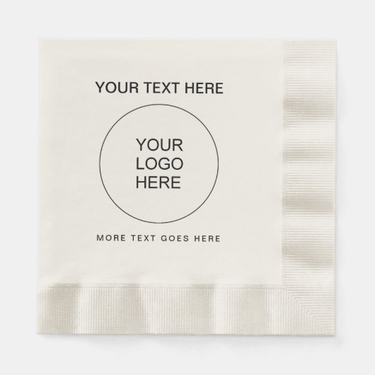 Serviette En Papier Logo personnalisable Texte Rein Rein Papier Ecru (Devant)