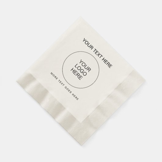 Serviette En Papier Logo personnalisable Texte Rein Rein Papier Ecru (Coin)