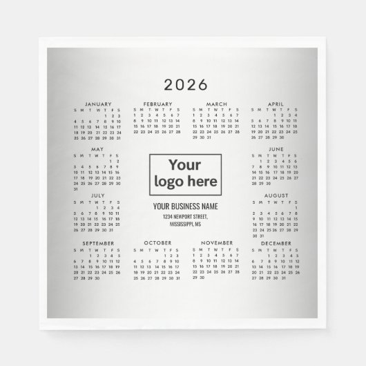 Serviette En Papier Logo personnalisé Blurred Grey Arrière - plan Cale (Devant)