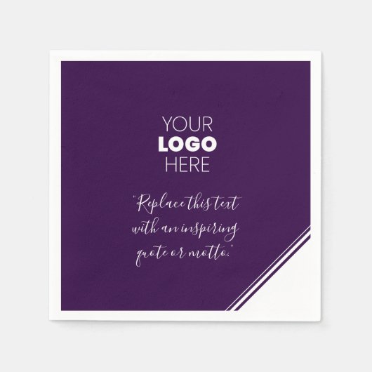 Serviette En Papier Logo Personnalisé Lignes modernes serviettes viole (Devant)