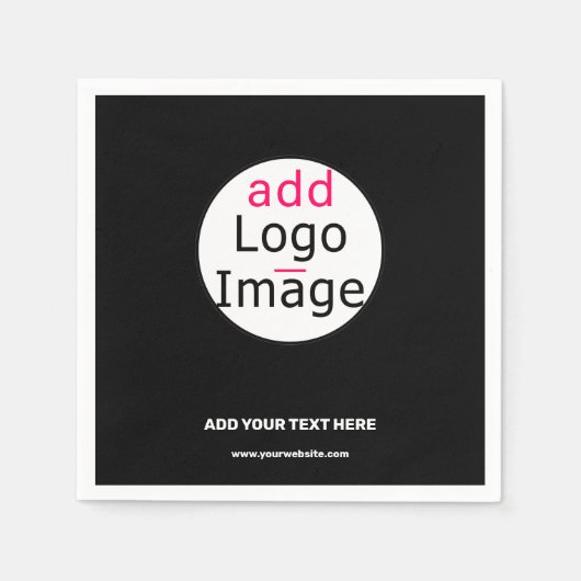 Serviette En Papier Logo personnalisé professionnel tendance noir (Devant)