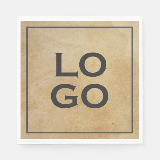 Serviette En Papier Logo personnalisé sur parchemin rustique avec cadr (Devant)