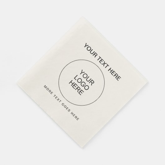 Serviette En Papier Logo Personnalisé Texte Standard Luncheon Ecru Pap (Coin)