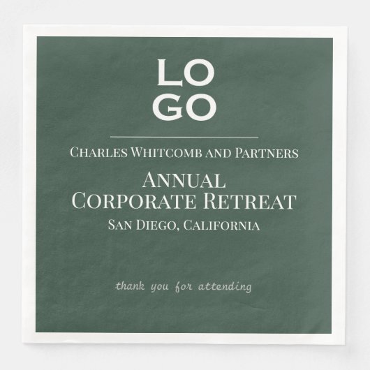 Serviette En Papier Logo personnalisé vert Événement d'entreprise ou d (Devant)