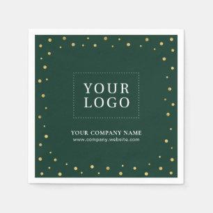 Serviette En Papier Logo promotionnel d'affaires de confettis Vert & O