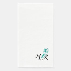 Serviette En Papier Logo simple Mariage Palm Tropical Leaf