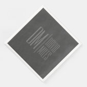 Serviette En Papier Logo Stylish Minimal & Modern Grey Initiales & Nom (Coin)