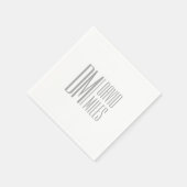 Serviette En Papier Logo Stylish Minimal & Modern Grey Initiales & Nom (Coin)
