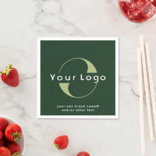 Serviette En Papier Logo sur Green + White Text Company Business Paper