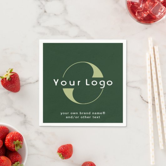 Serviette En Papier Logo sur Green + White Text Company Business Paper (En situation)