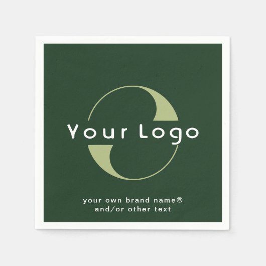 Serviette En Papier Logo sur Green + White Text Company Business Paper (Devant)