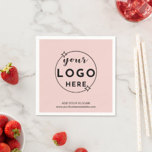 Serviette En Papier Logo sur mesure moderne minimaliste rose pâle