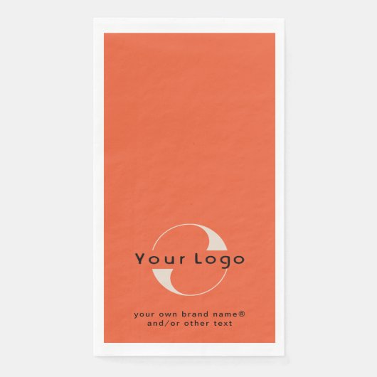 Serviette En Papier Logo sur Orange Red + Black Text Company Business  (Devant)