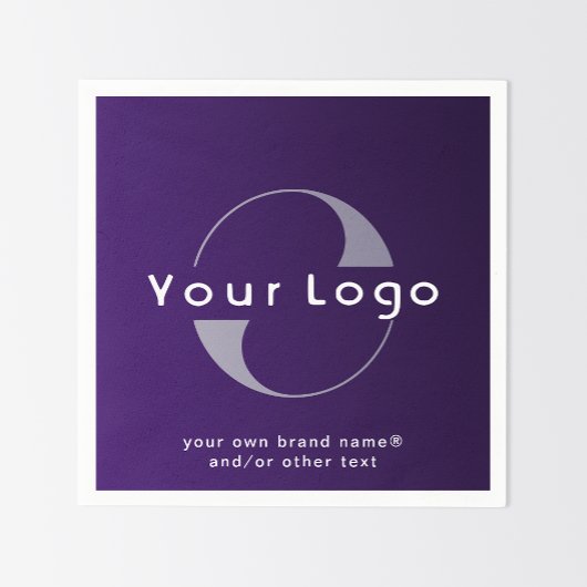 Serviette En Papier Logo sur Purple + White Text Company Business Pape