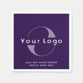 Serviette En Papier Logo sur Purple + White Text Company Business Pape (Devant)