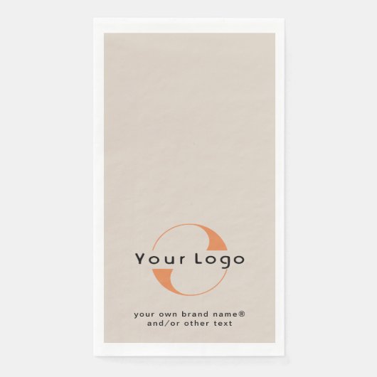 Serviette En Papier Logo sur Tan clair + Black Text Company Business P (Devant)