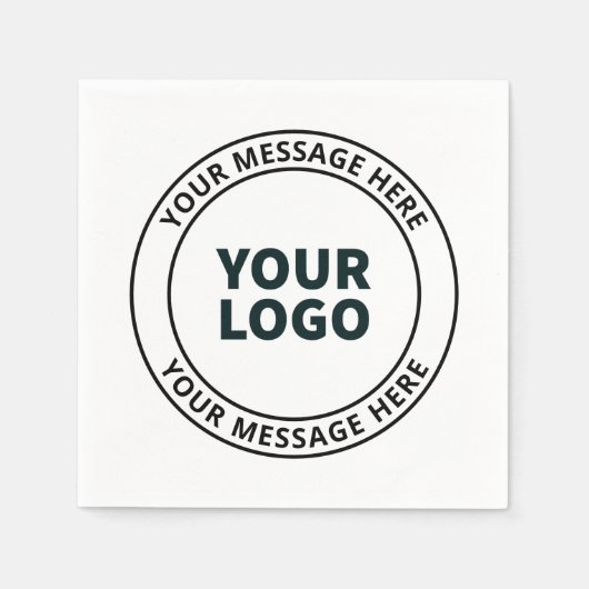 Serviette En Papier Logo téléchargé + Texte circulaire modifiable (Devant)
