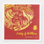 Serviette En Papier Logo traditionnel chinois Dragon Phoenix mariage (Devant)