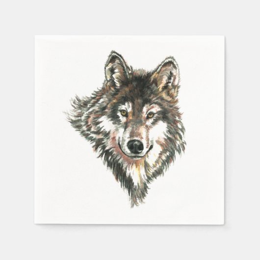 Serviette En Papier Logo Wolf Head Aquarelle (Devant)