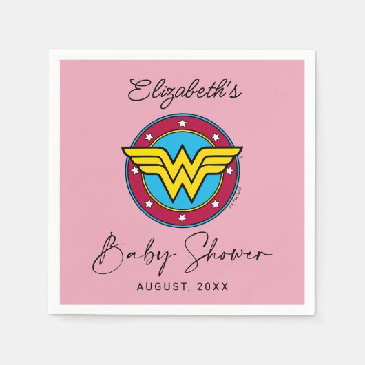 Serviette En Papier Logo Wonder Woman | Nouveau bébé bientôt (Devant)