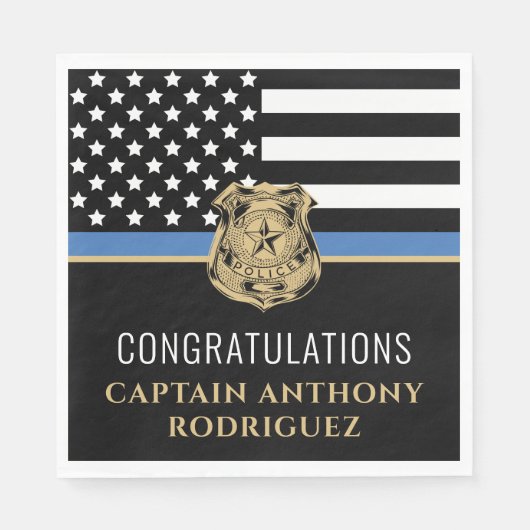Serviette En Papier Loi sur la retraite de la police Ligne bleue mince (Devant)