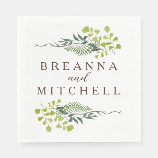 Serviette En Papier Loin d'Eucalyptus Hand-Drawn Greenery Wedding (Devant)
