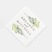 Serviette En Papier Loin d'Eucalyptus Hand-Drawn Greenery Wedding (Coin)