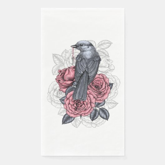 Serviette En Papier L'oiseau avec la clé argentée (Devant)