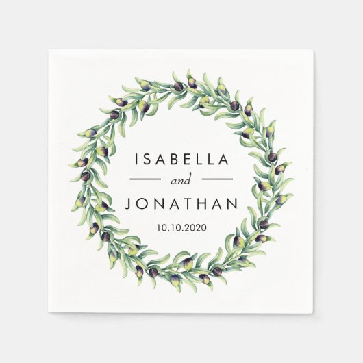 Serviette En Papier L'Olivier | Personnalisation du mariage rustique (Devant)