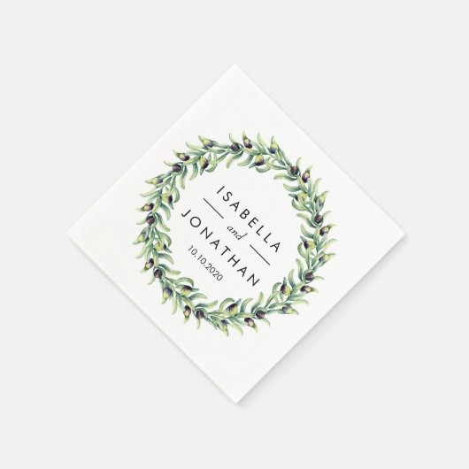 Serviette En Papier L'Olivier | Personnalisation du mariage rustique (Coin)