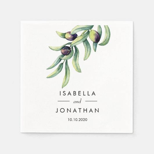 Serviette En Papier L'Olivier | Personnalisation du mariage rustique (Devant)