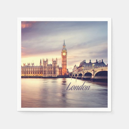 Serviette En Papier Londres Angleterre Big Ben (Devant)
