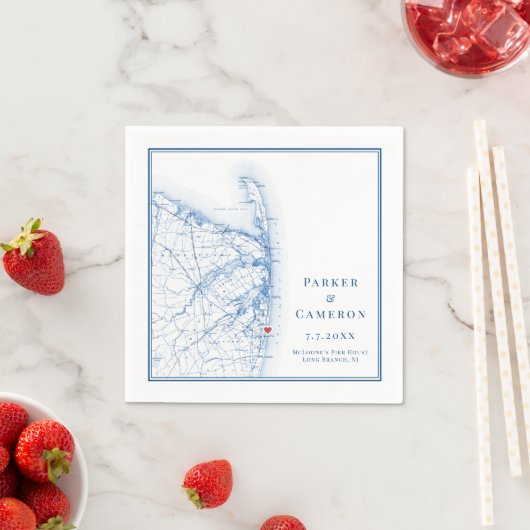 Serviette En Papier Long Branch New Jersey Map Mariage élégant (En situation)