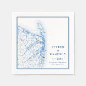 Serviette En Papier Long Branch New Jersey Map Mariage élégant (Devant)