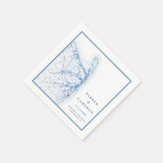 Serviette En Papier Long Branch New Jersey Map Mariage élégant (Coin)