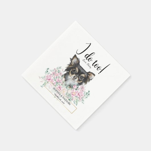 Serviette En Papier Long Haired Chihuahua Chien Mariage Cocktail Napki (Coin)