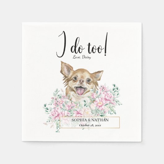 Serviette En Papier Long Haired Chihuahua Chien Mariage Cocktail Napki (Devant)