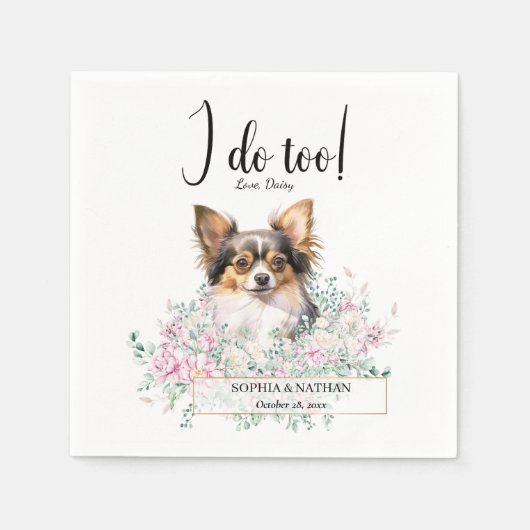 Serviette En Papier Long Haired Chihuahua Chien Mariage Cocktail Napki (Devant)