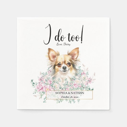 Serviette En Papier Long Haired Chihuahua Chien Mariage Cocktail Napki (Devant)
