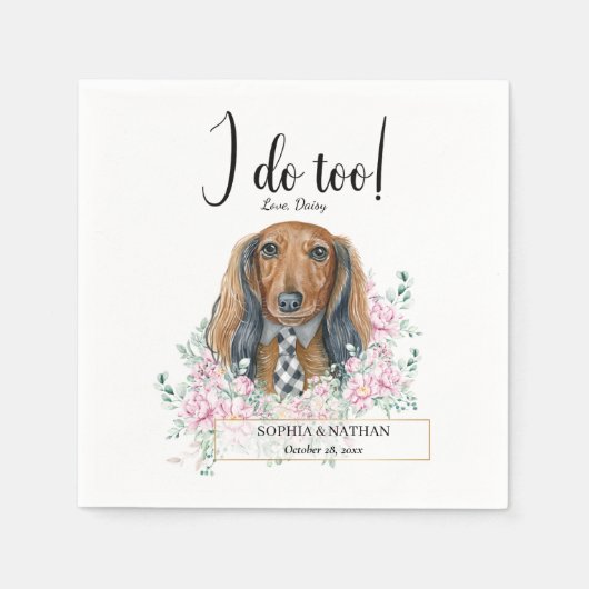 Serviette En Papier Long Haired Dachshund Chien Mariage Cocktail Napki (Devant)
