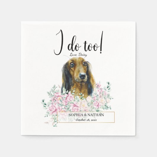 Serviette En Papier Long Haired Dachshund Chien Mariage Cocktail Napki (Devant)