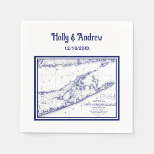 Serviette En Papier Long Island The Hamptons Carte Bleu Marine Mariage