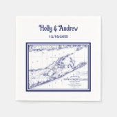 Serviette En Papier Long Island The Hamptons Carte Marine Blue Mariage (Devant)