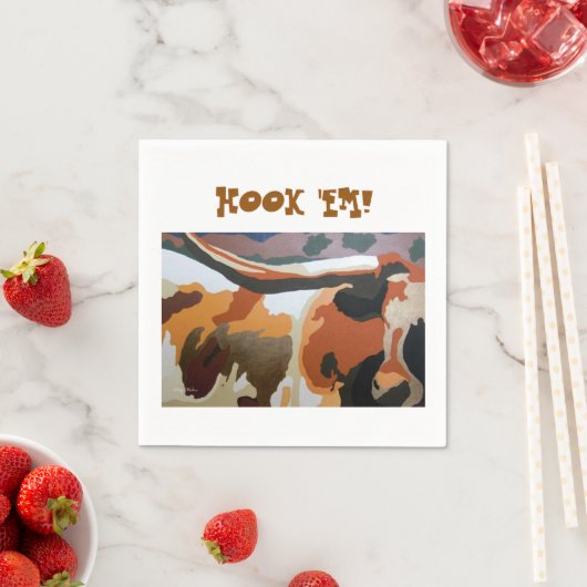 SERVIETTE EN PAPIER LONGHORN VW PARTY NAPKINS (En situation)