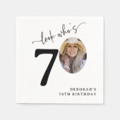 Serviette En Papier Look Who's 70! Modern Photo 70th Birthday (Devant)