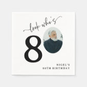 Serviette En Papier Look Who's 80! Modern Photo 80th Birthday (Devant)