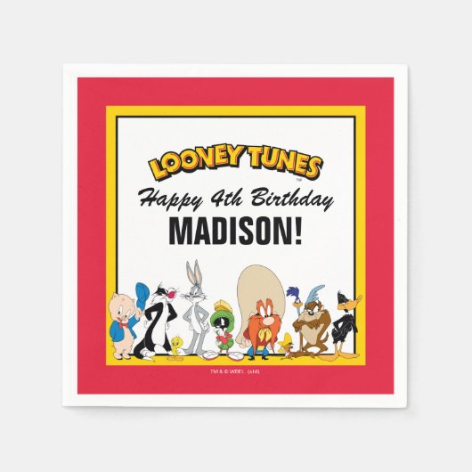 Serviette En Papier LOONEY TUNES™ - Groupe de caractères | Anniversair (Devant)